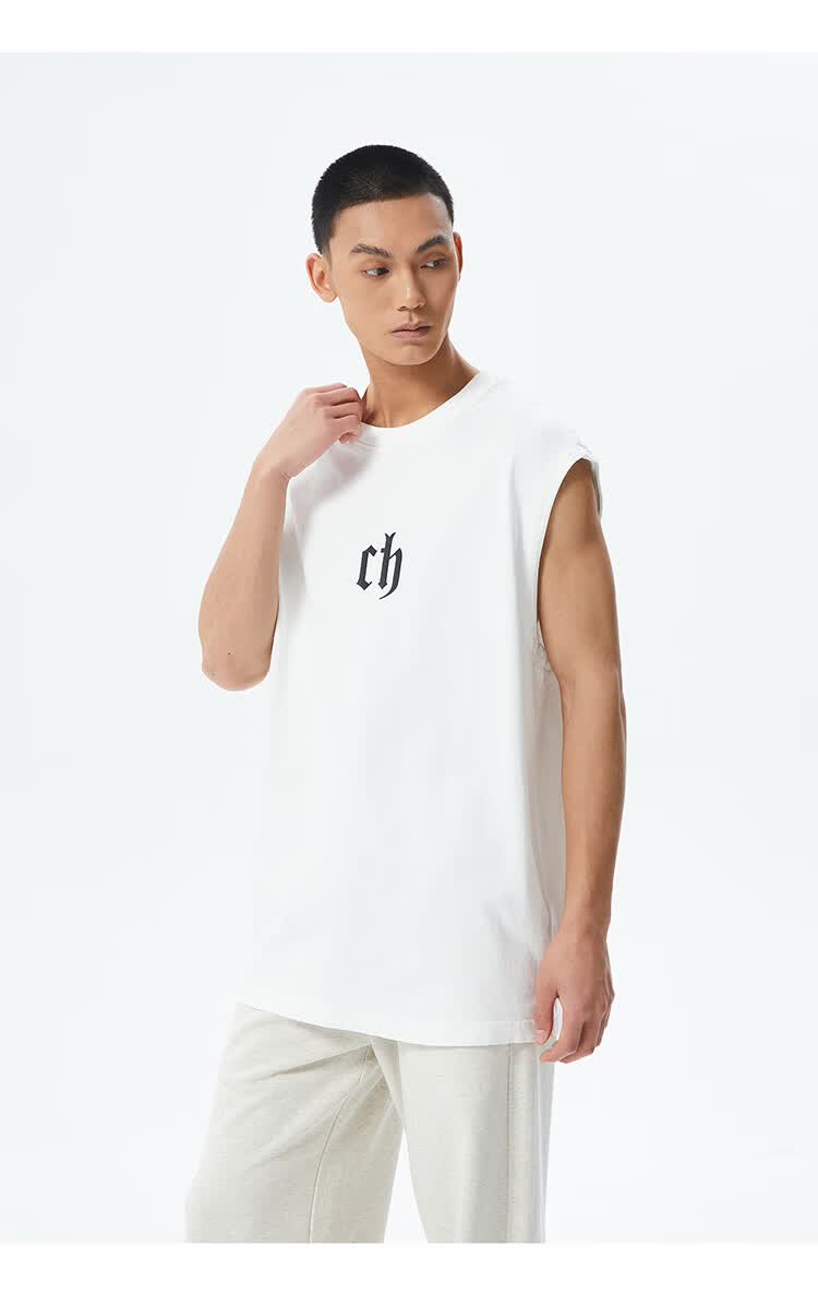 CHINISM Classic Cotton Logo Vest Men Summer Breathable Sleeveless Tank Top XV2333H6031 8